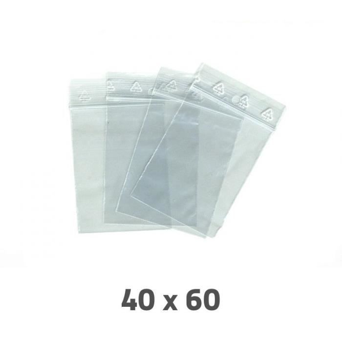 lot 100 sachet plastique transparent zip ziploc dimensions 60 x 40