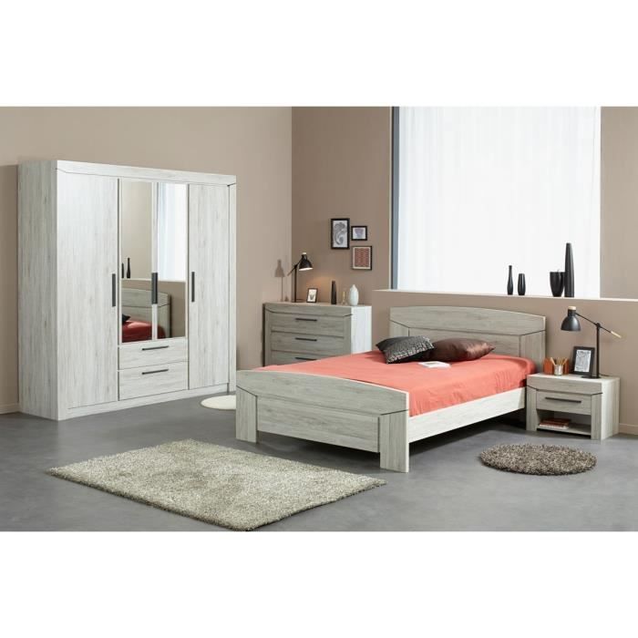 Chambre Adulte Complète (140*190) Chêne Beige - YOHO - L 140 x l 190 x