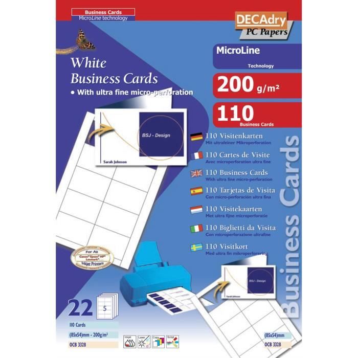 Pochette 110 Double cartes blanches MicroLine