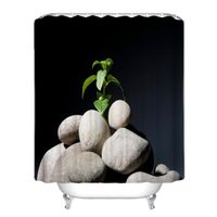 RIDEAU DE DOUCHE Rideau de douche plante et pierres style de zen 3D RIDEAU DE DOUCHE Rideau de douche plante et pierres style de zen 3D