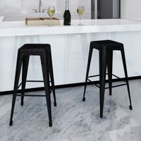 TABOURET DE BAR Tabouret de bar 2 pcs Noir TABOURET DE BAR Tabouret de bar 2 pcs Noir