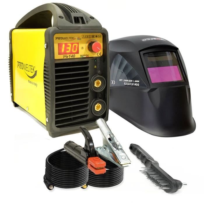 PROWELTEK Poste à souder inverter 130a numerique pw140 + cagoule lcd automatique 9/13