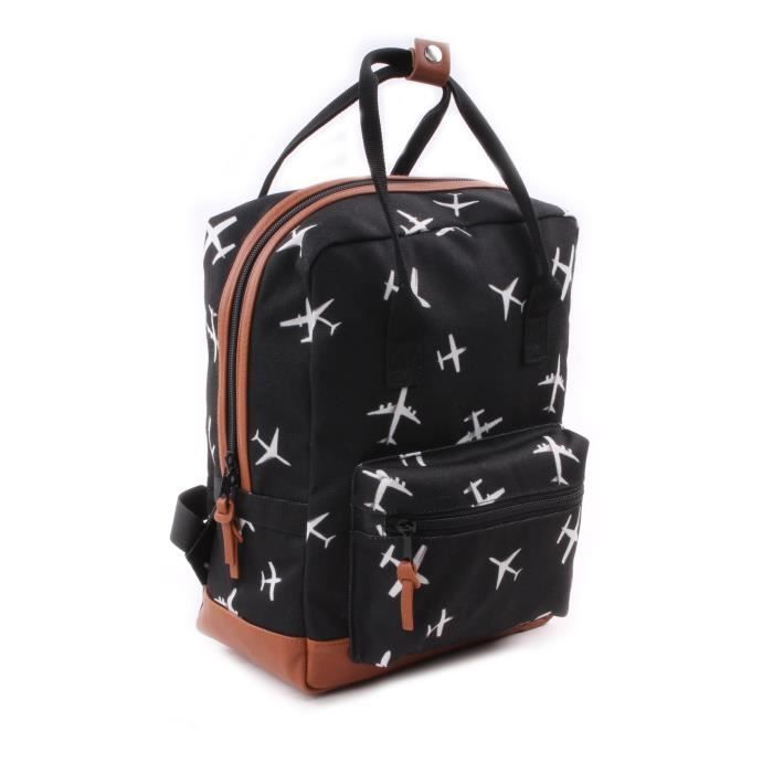 KIDZROOM Sac à dos maternelle - Black & White Avions