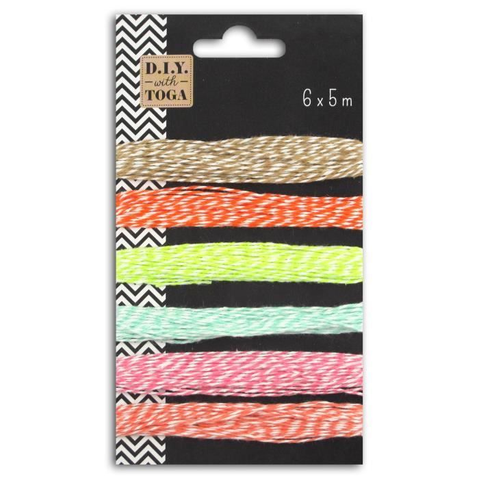 D.I.Y with Toga Lot de 6 ficelles bicolore 5m - nuance pastel