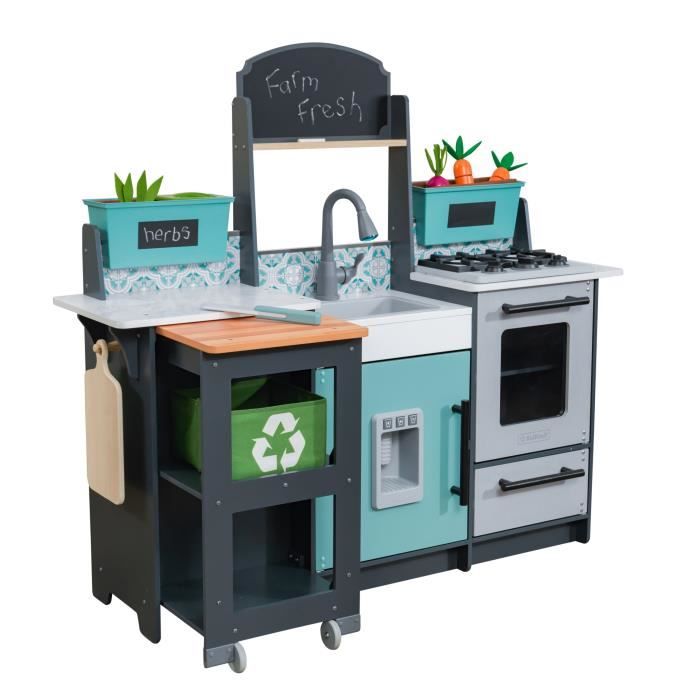 KidKraft - Cuisine pour enfant en bois Garden Gourmet - 53442 - accessoires inclus - son et lumière - assemblage EZkraft