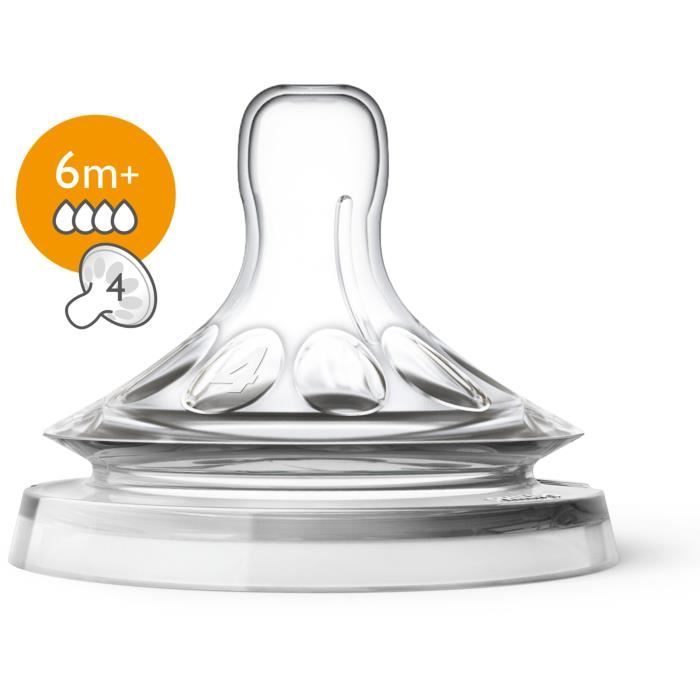PHILIPS AVENT Lot de 2 tétines Natural 6m+ - 4 trous