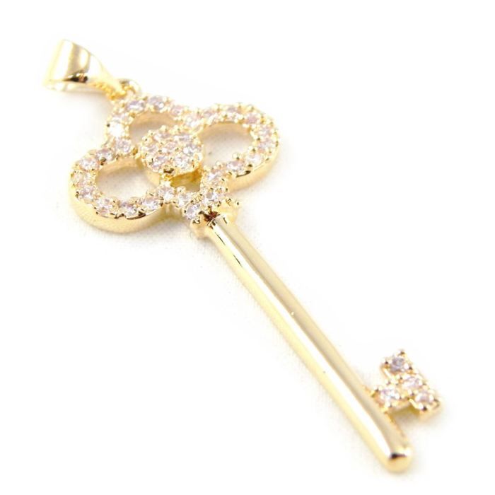 Bracelet Chaîne Plaqué Or Avec Pendentif Clé Et Cœur - Occasion, Référence 105-26/A0-20
