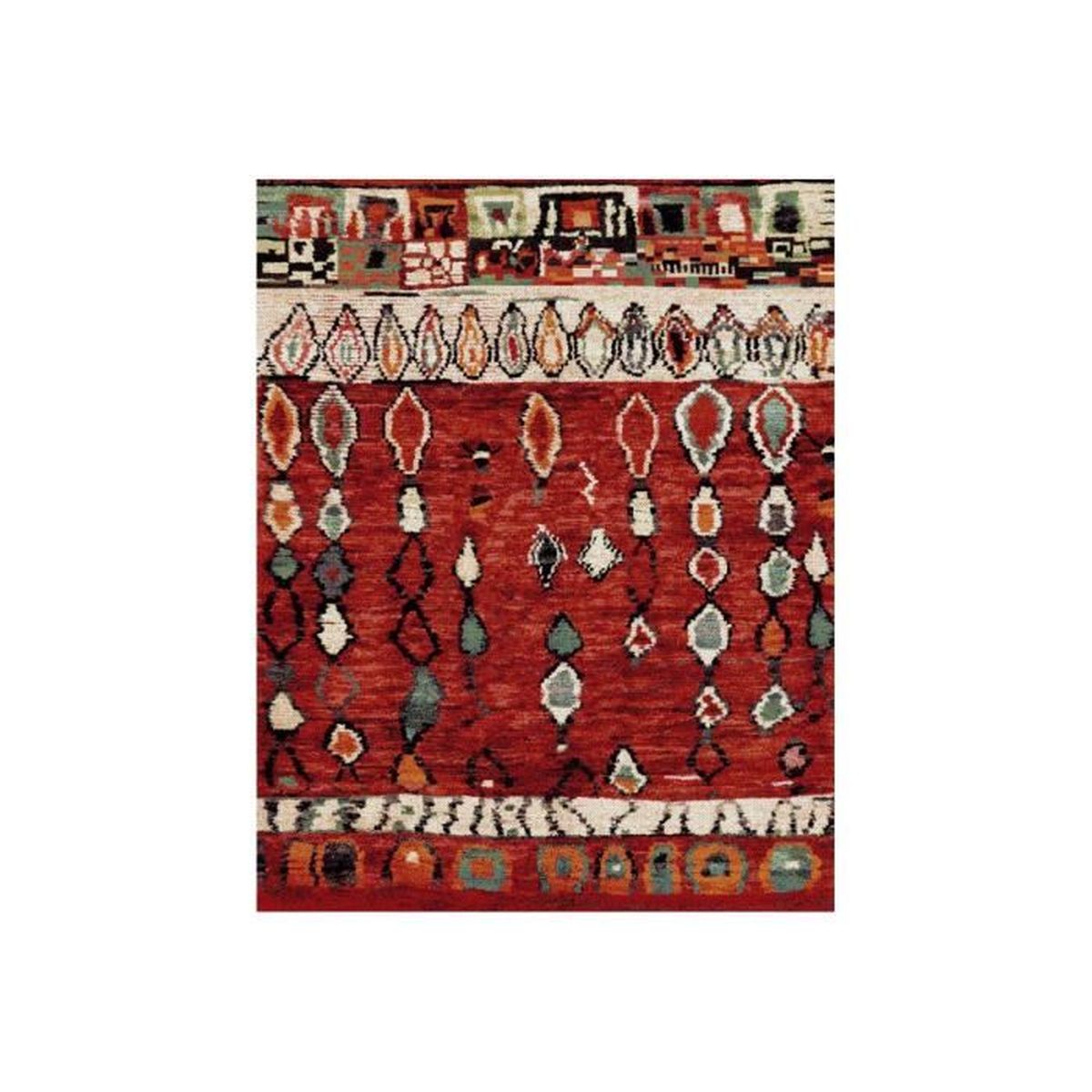 allotapis tapis ethnique rouge pour salon en pol
