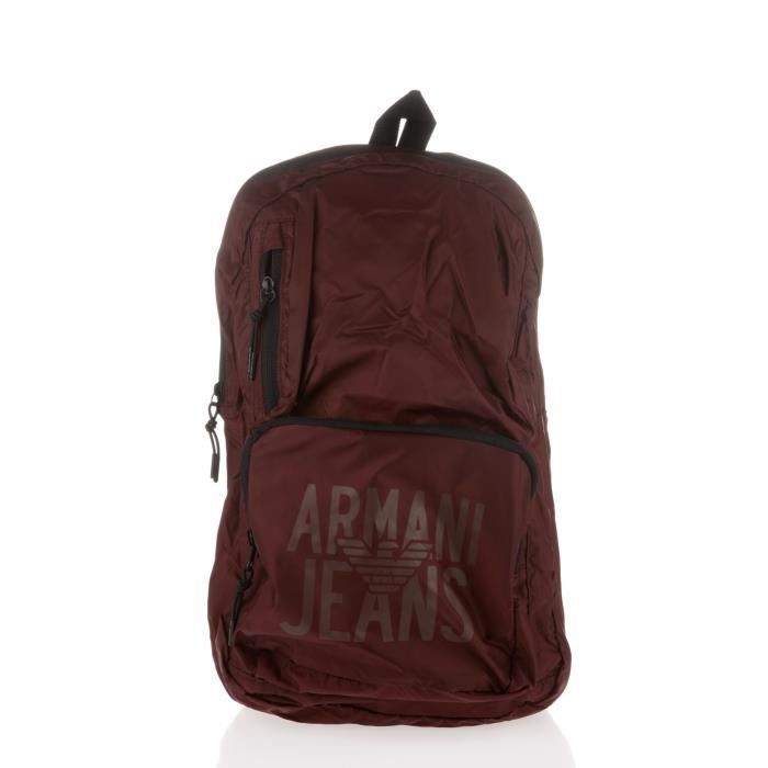 ARMANI JEANS - Sac à Dos Pliable en Polyamide Bordeaux - Homme