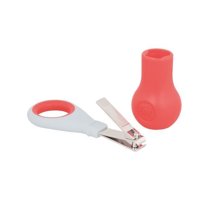 BEBE CONFORT Coupe-ongles ergonomique avec base - Rouge et blanc