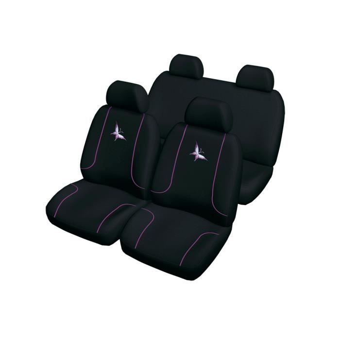 DBS Housses Universelles -TU maille noir et joncs - Broderie rose