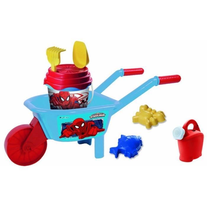 SPIDERMAN Brouette + Seau + Arrosoir + accessoires de plage