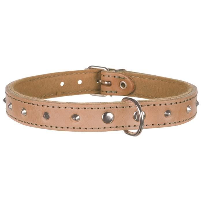 TRIXIE Basic collier avec rivets - M : 36-41cm / 18mm - Naturel
