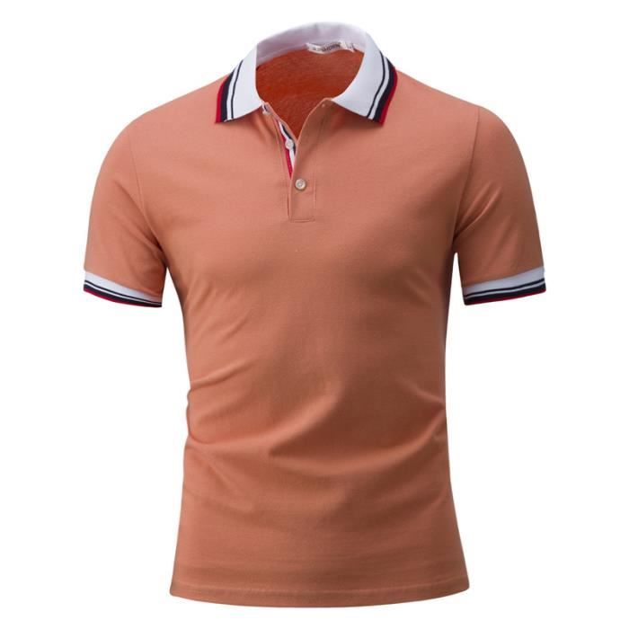 Polo Homme Coton Revers Shirt Personnalisé Tee De Orange YIfvb76gym