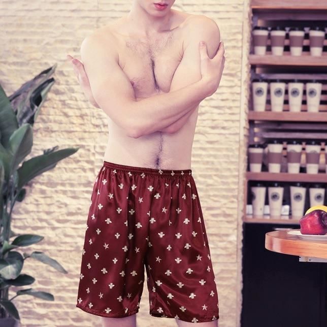 Short Élastique Dormir Bas Floral Sleepwear De Homme Ajustable Nuit Ceinture Vêtements Shorts Pyjama Rouge orBxdCe