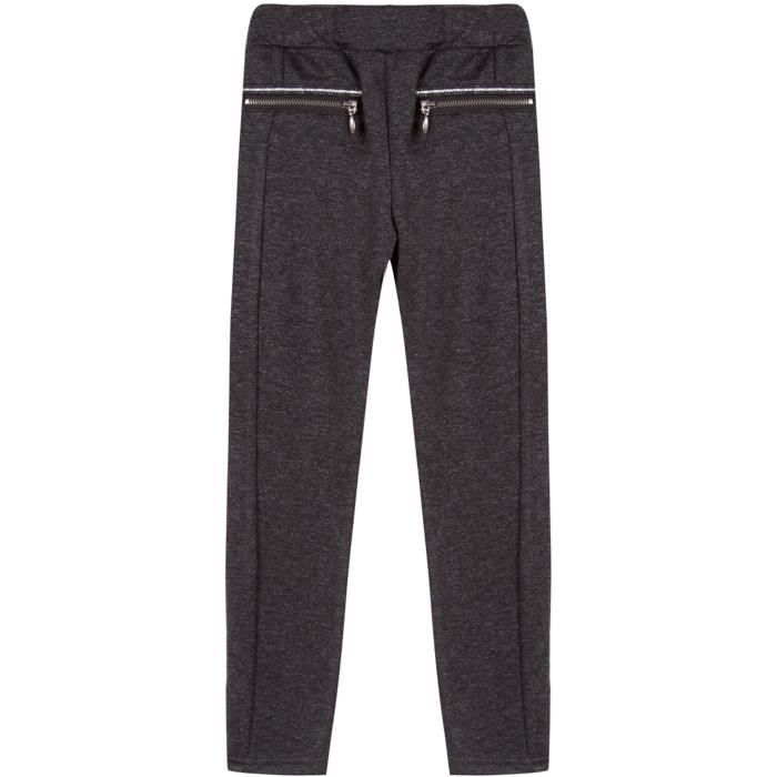 3 POMMES Pantalon Tregging Gris Anthracite Enfant Fille