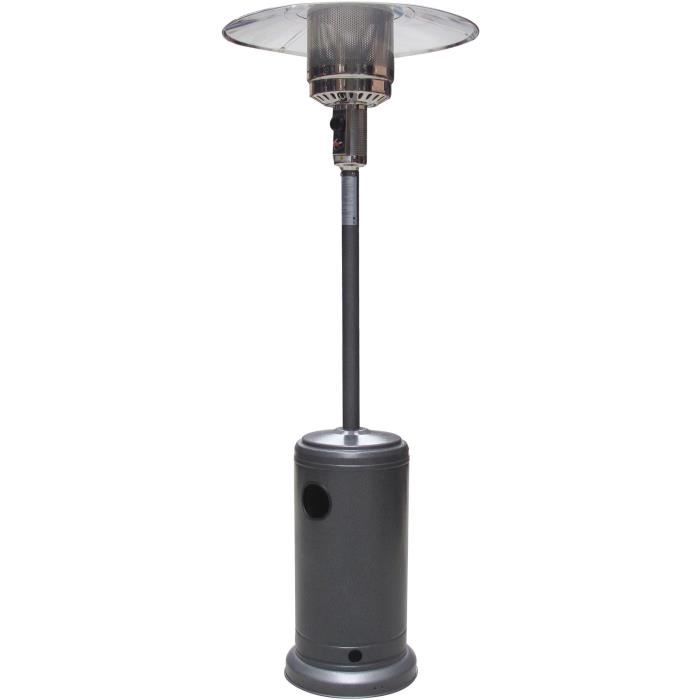 JARDIN PRATIC Parasol chauffant au propane - Rayonnement : 3,6m - H 2,3m - Argent