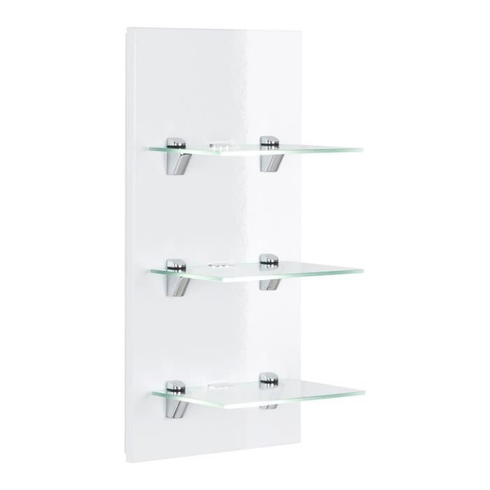 étagère Murale à Led Viva Blanche Brillante Avec 3 Tablettes En