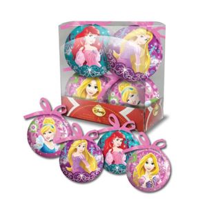 BOULE DE NOËL PRINCESSE Lot de 4 boules de noël 7,5 cm rose