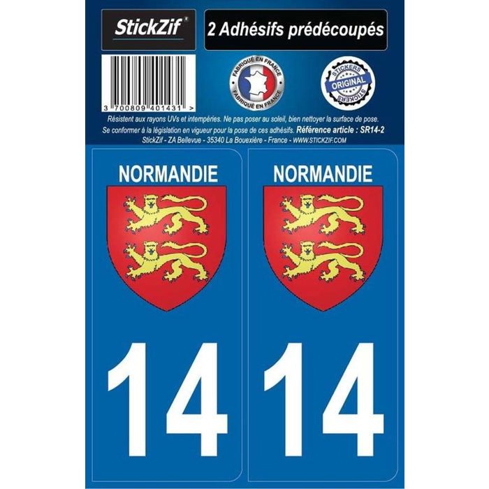STICKZIF 2 Autocollants Région Département 14 (Nouvelle Version) SR14-2