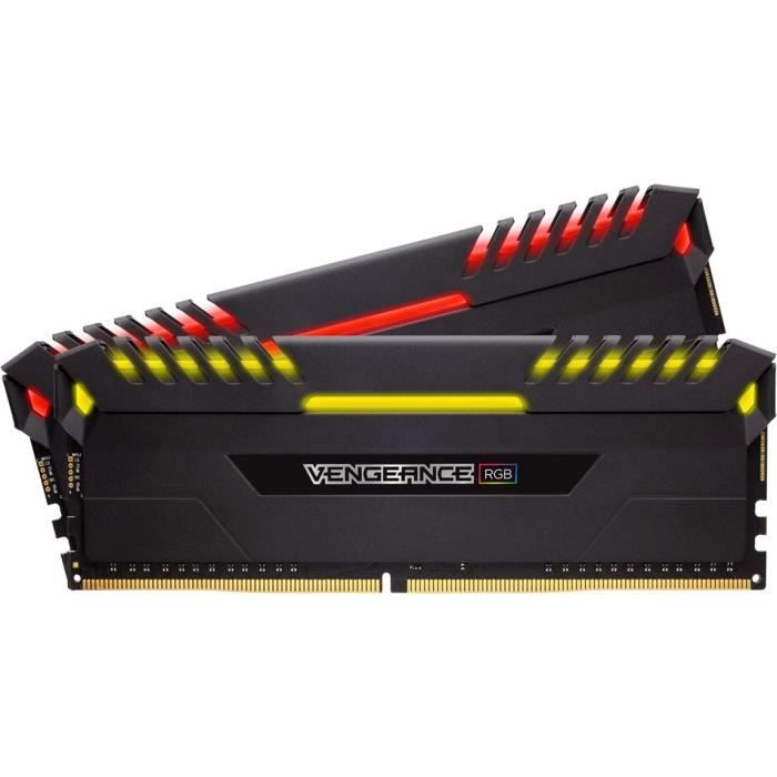 CORSAIR Mémoire PC DDR4 - Vengeance RGB 16 Go (2 x 8 Go) - 2666 MHz - CAS 16 - LED RGB (CMR16GX4M2A2666C16)