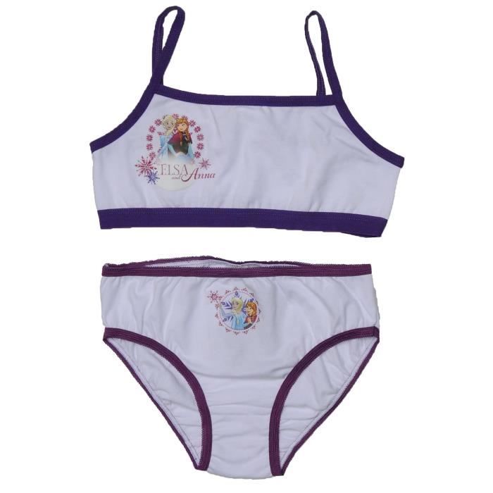 REINE DES NEIGES Lot de sous-vêtements T-shirt et Culotte Blanc Enfant Fille