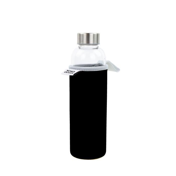 YOKO DESIGN Glass bottle avec pochette néoprène - Noir - 500 ml