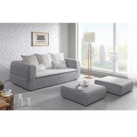 CANAPÉ - SOFA - DIVAN Canapé convertible 3 places tissu beige - VALENTIN CANAPÉ - SOFA - DIVAN Canapé convertible 3 places tissu beige - VALENTIN