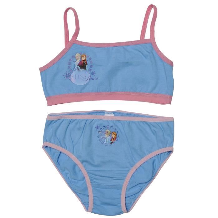 REINE DES NEIGES Lot de sous-vêtements T-shirt et Culotte Bleu Enfant Fille