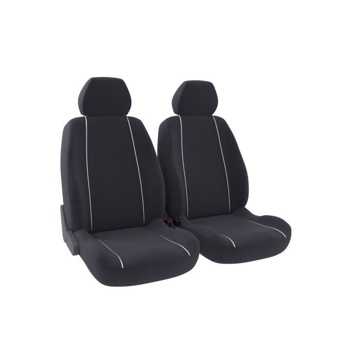 DBS Magda Jeu de 2 Housses Universelles Sièges Avant en Polyester Gris avec Joncs Gris Clair