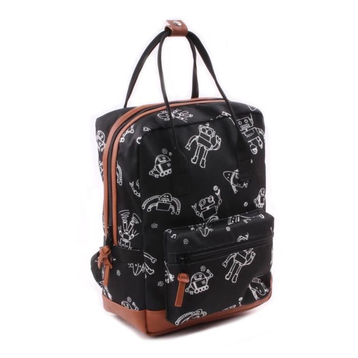 KIDZROOM Sac à dos maternelle - Black & White Robot