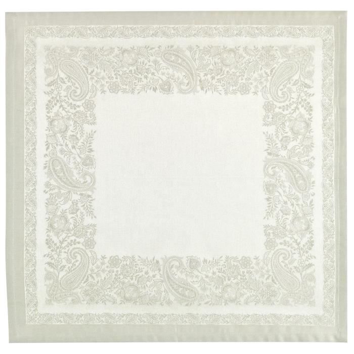 VENT DU SUD Lot de 6 Serviettes de table Jacquard TRENTO - 47x47 cm - Blanc lin