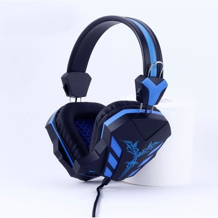 Bleu Haute Qualité Casque Gaming Casque Avec Microphone Lumière