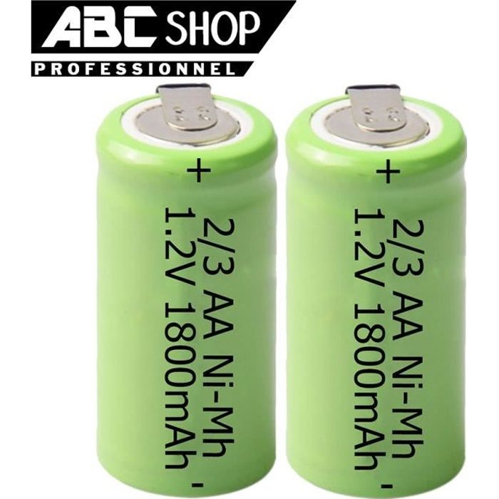 2 PILE ACCU BATTERIE 2/3AA 2/3 AA 1800mAh NIMH 1.2V RECHARGEABLE NIMH