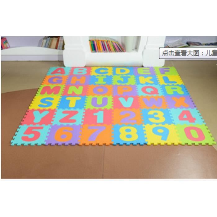 Epf Lk Puzzle Tapis Mousse Bebe Alphabet Et Chiffres Resistant 36 Pieces Pour Enfant De Bas Age Ameublement Et Decoration Tapis