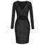 Robe de fête femmes Sexy V Slim manches longues col