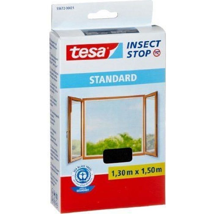 TESA Moustiquaire Standard pour fenetre - 1,3 m x 1,5 mm - Noir
