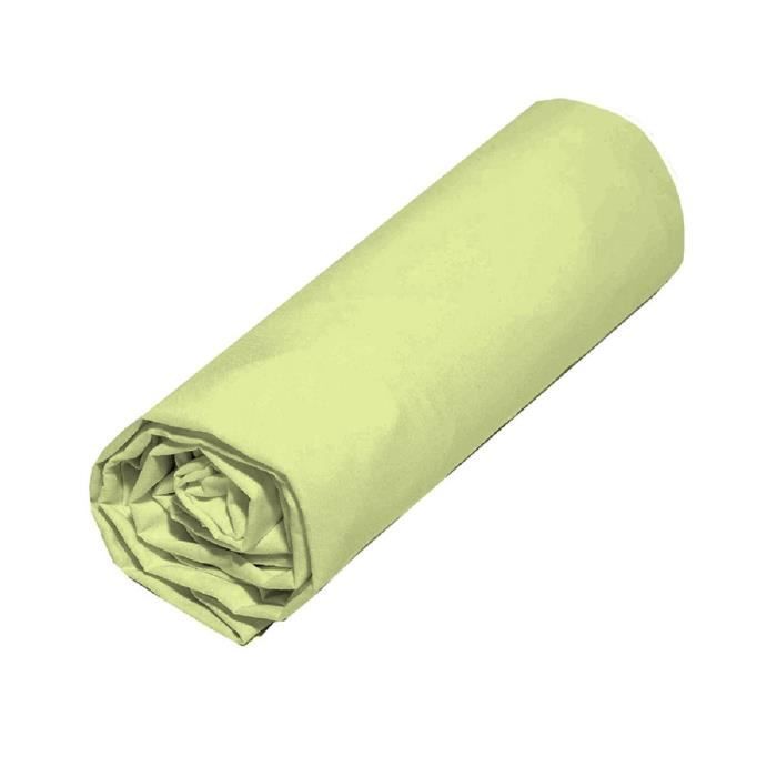 COTE DECO Drap housse Microfibre 160x200 cm - Vert anis