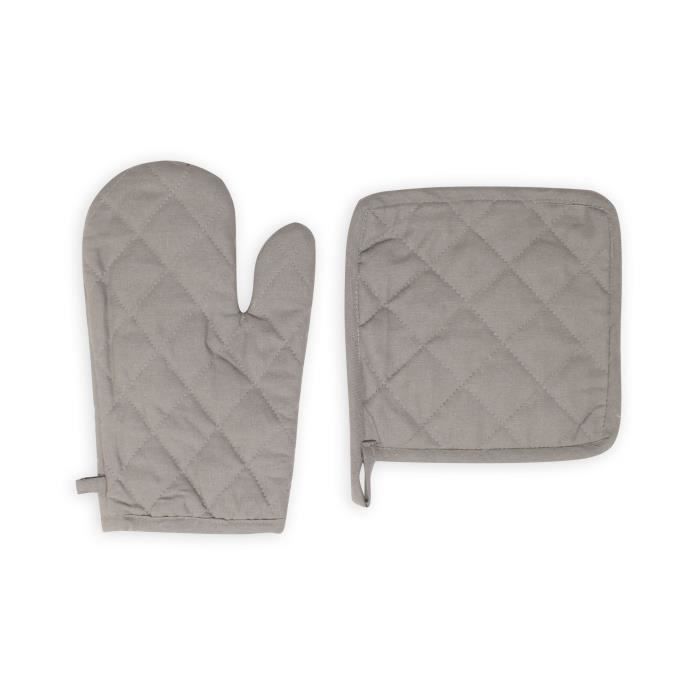 SOLEIL D'OCRE Gant et manique Panama - 15x20 cm / 20x20 cm - Gris