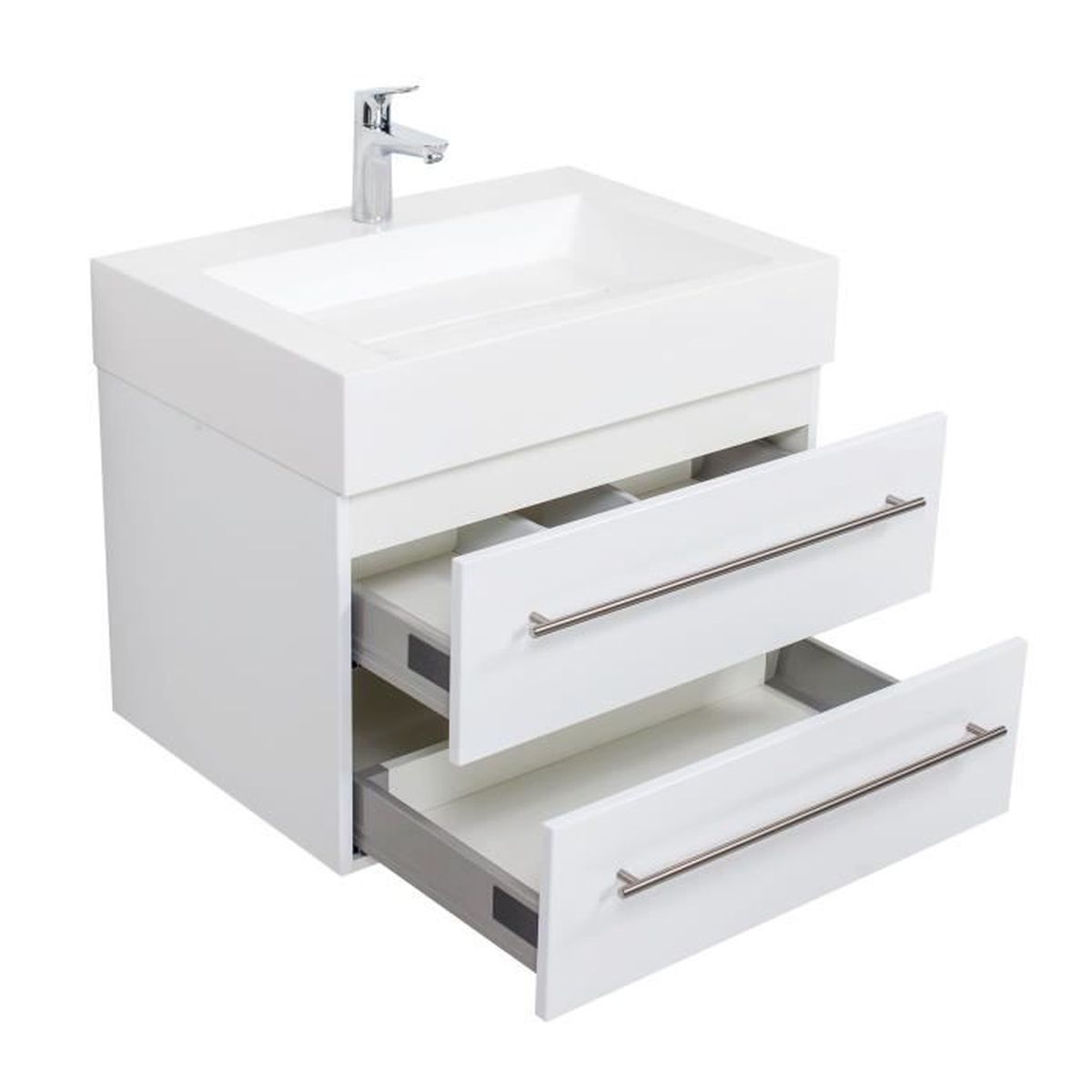 Meuble De Salle De Bain Design 700 Blanc Laque Achat Vente