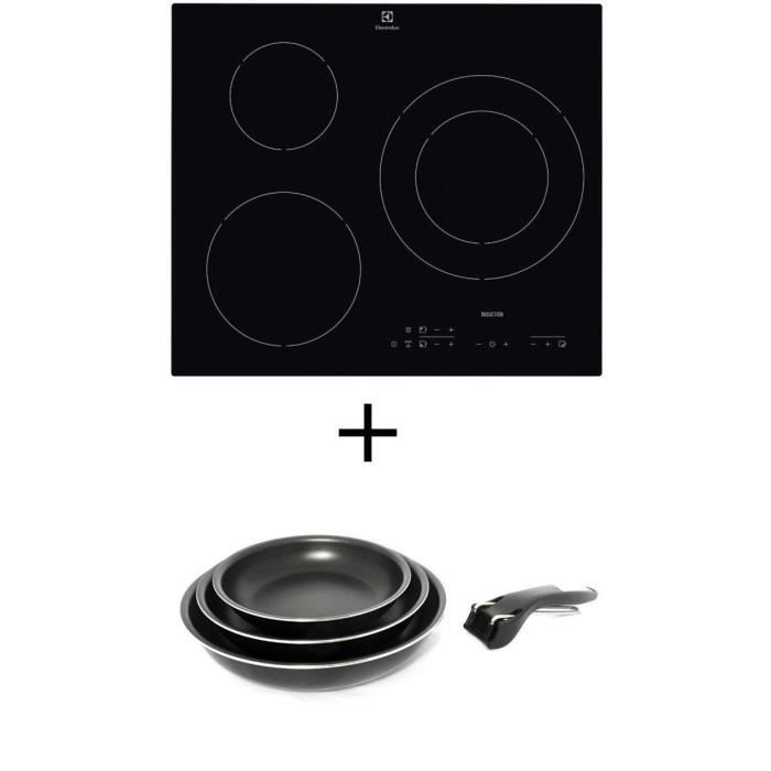 Pack cuisson ELECTROLUX E6113HIK Table de cuisson Induction - 3 zones - 7200W - L56 x P49cm + SITRAM Set 3 poêles 20/24/28