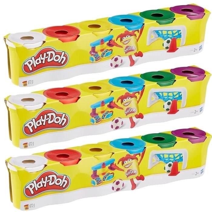 PLAY-DOH - 3 x 6 Pots de Pâte à Modeler - Couleurs Primaires