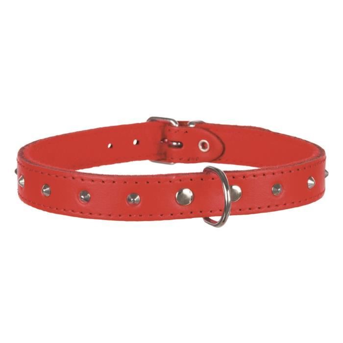 TRIXIE Basic collier avec rivets - M : 36-41cm / 18mm - Rouge
