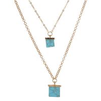 SAUTOIR ET COLLIER Femme mode bijoux Collier carré turquoise Double T SAUTOIR ET COLLIER Femme mode bijoux Collier carré turquoise Double T