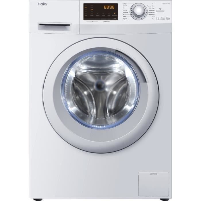 HAIER HWD8436 - Lave-linge séchant frontal - Lav. 8kg / sech 5kg - 1400 trs / min - Classe A - Moteur induction