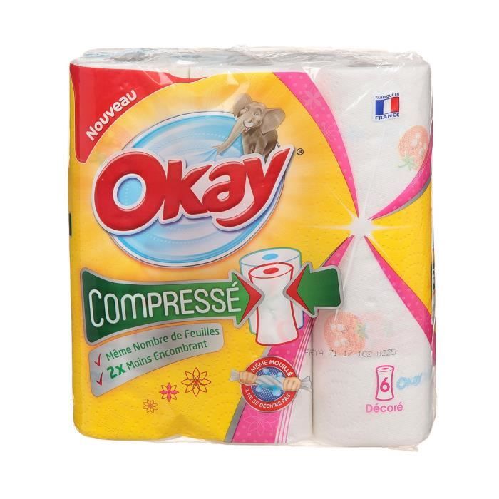 OKAY Set de 6 rouleaux d'Essuie-Tout Compressé Décors