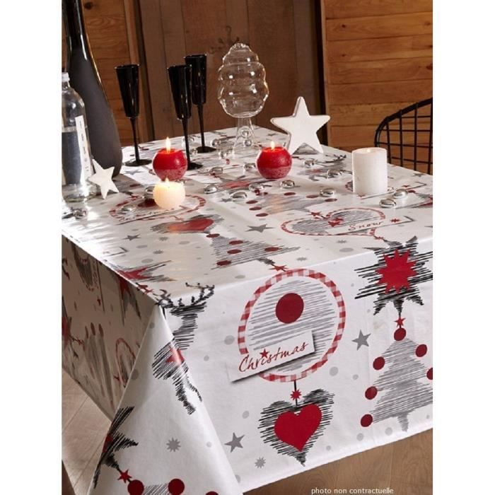 Nappe en toile cirée ronde 140 cm CHRISTMAS NOEL - Achat / Vente nappe