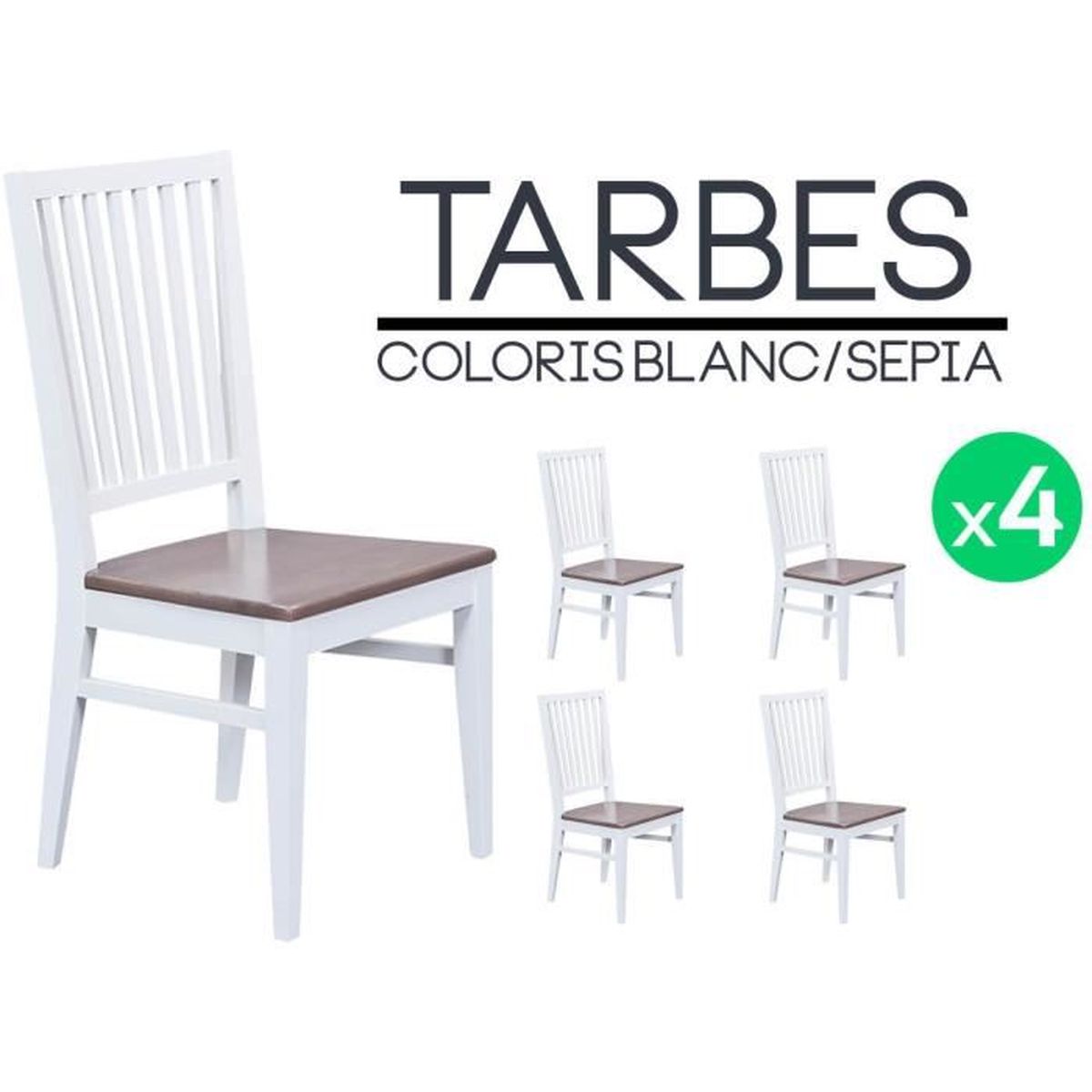 sépia Tarbes Achat de et brun 4 Lot Chaises Blanches Yfm7gb6Iyv