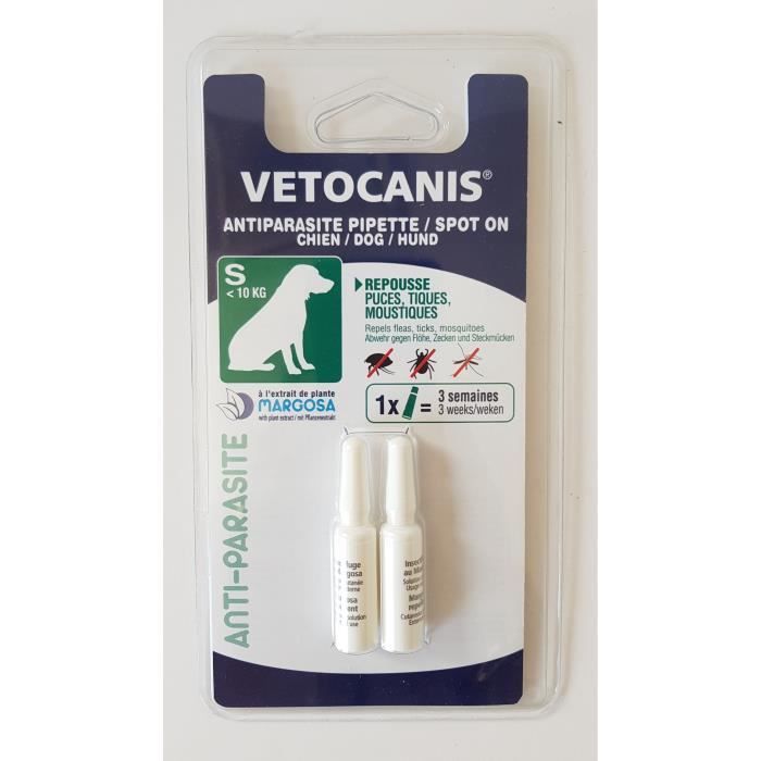 VETOCANIS PIPETTE ANTIPARASITAIRE 2X1ML PETIT CHIEN