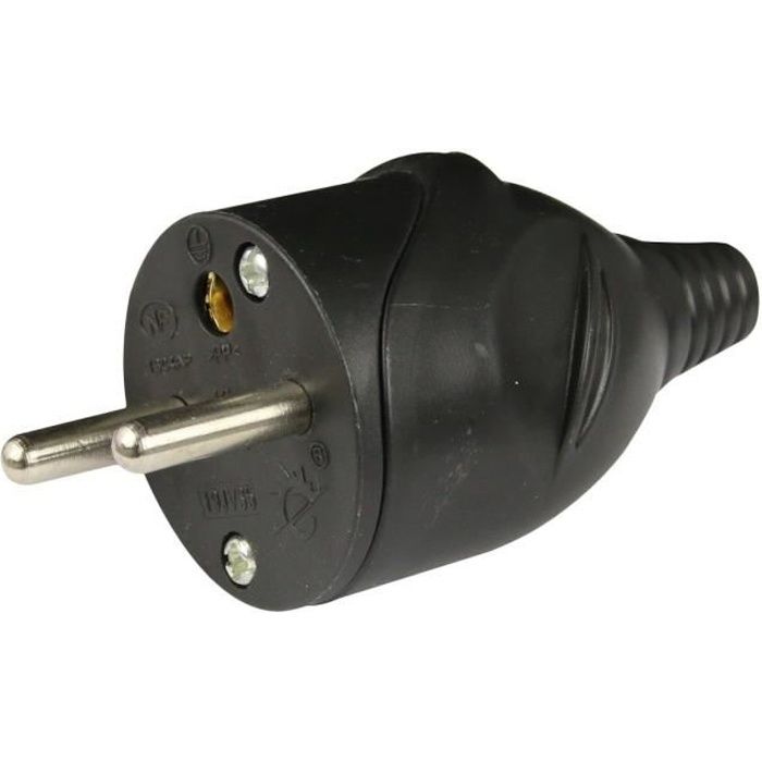 ZENITECH Fiche électrique mâle 16A 2P + T noir